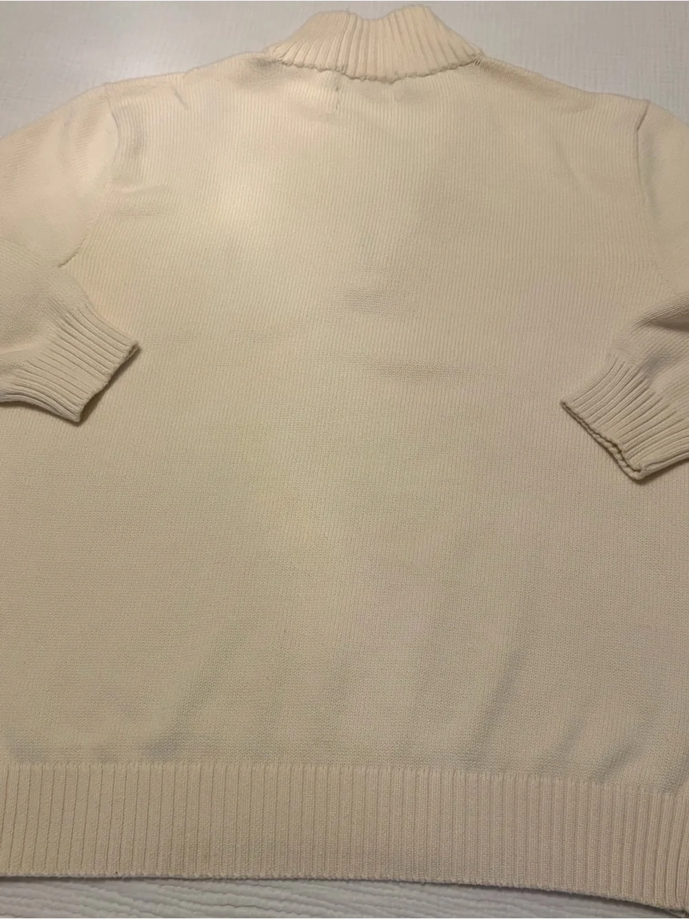 Ralph Lauren Polo Cream Logo 100% Cotton Quarter Zip Sweater Sz XL X-Large